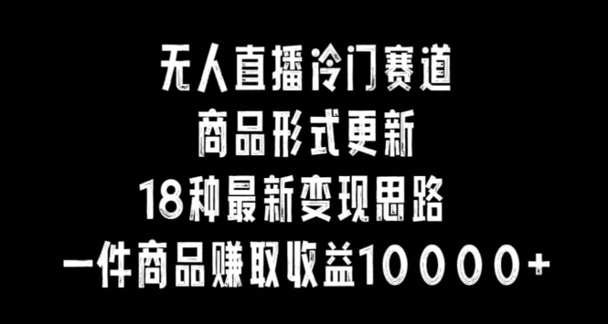 无人直播冷门赛道，商品形式更新，18种变现思路，一件商品赚取收益10000+【揭秘】-第一资源库