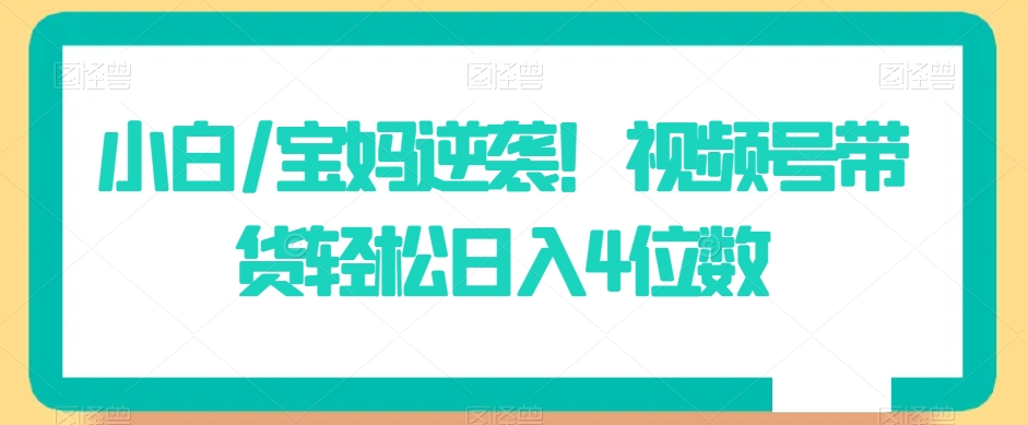 小白/宝妈逆袭！视频号带货轻松日入4位数【揭秘】-第一资源库