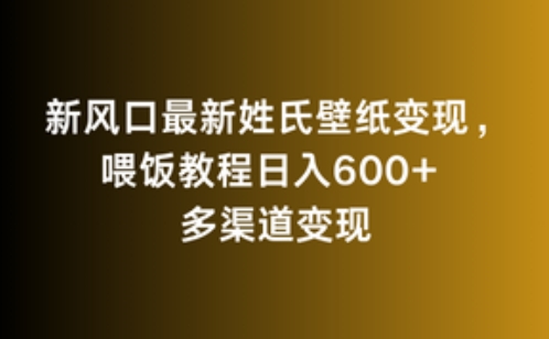 新风口最新姓氏壁纸变现，喂饭教程日入600+【揭秘】-第一资源库