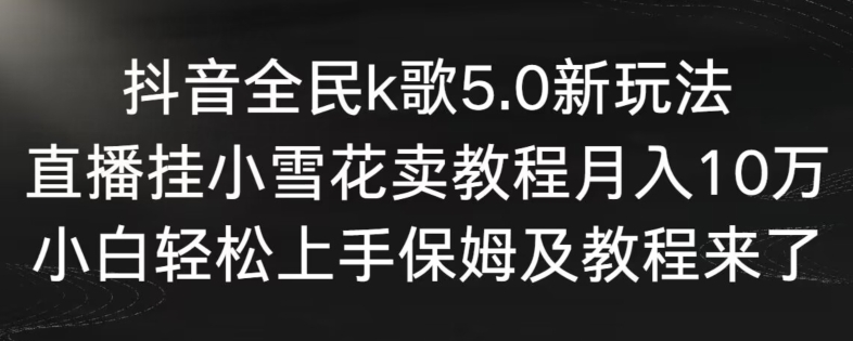 抖音全民k歌5.0新玩法，直播挂小雪花卖教程月入10万，小白轻松上手，保姆及教程来了【揭秘】-第一资源库