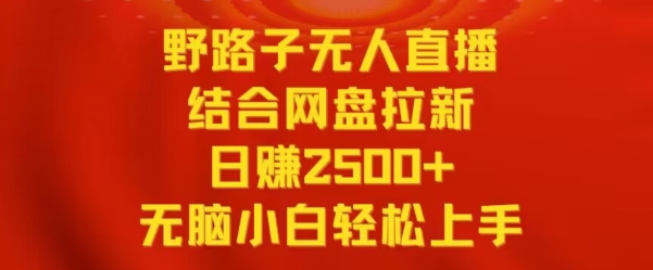 野路子无人直播结合网盘拉新，日赚2500+，小白无脑轻松上手【揭秘】-第一资源库