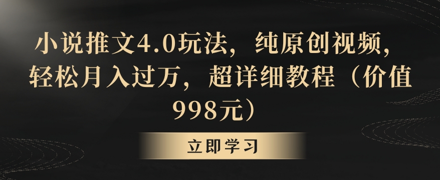 小说推文4.0玩法，纯原创视频，轻松月入过万，超详细教程（价值998元）【揭秘】-第一资源库