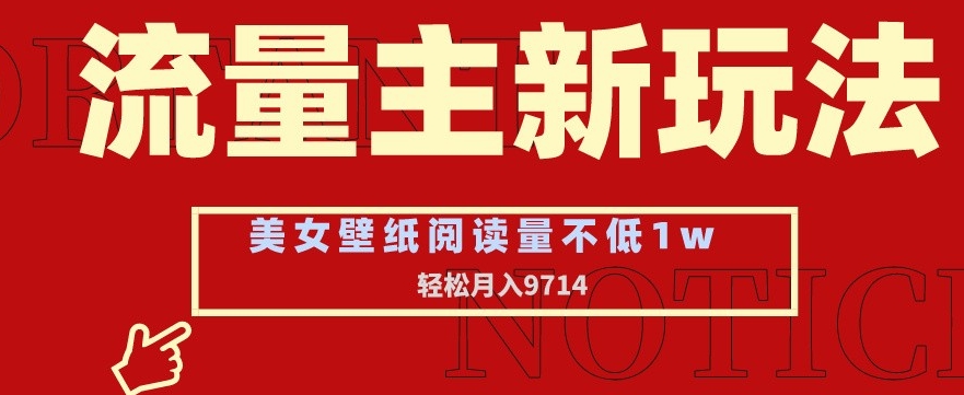 流量主新玩法，美女壁纸和头像，阅读量不低于1w，月入9741【揭秘】-第一资源库