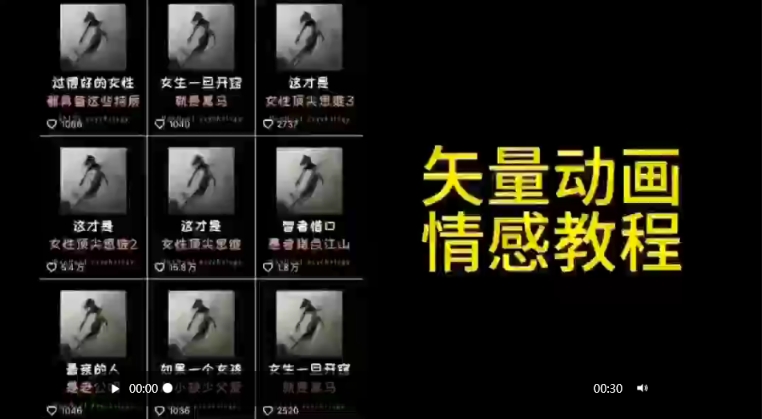 矢量动画情感教程：高点赞涨粉，适合情感、思维、创业教育等赛道-第一资源库