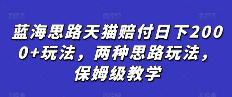 蓝海思路天猫赔付日下2000+玩法，两种思路玩法，保姆级教学【仅揭秘】-第一资源库