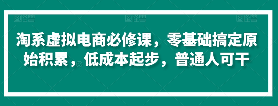 淘系虚拟电商必修课，零基础搞定原始积累，低成本起步，普通人可干-第一资源库