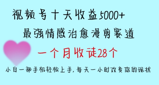 十天收益5000+，多平台捞金，视频号情感治愈漫剪，一个月收徒28个，小白一部手机轻松上手【揭秘】-第一资源库